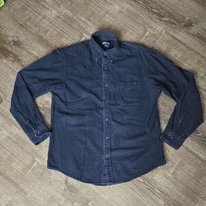 Classic Dark Blue Men's Button Down Flannel Shirt